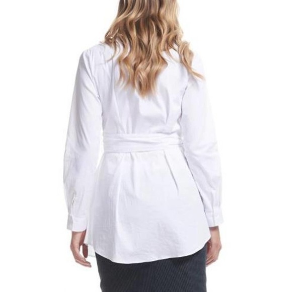 Soon Maternity Wrap V-Neck Dress Shirt - White - Picture 2 of 8